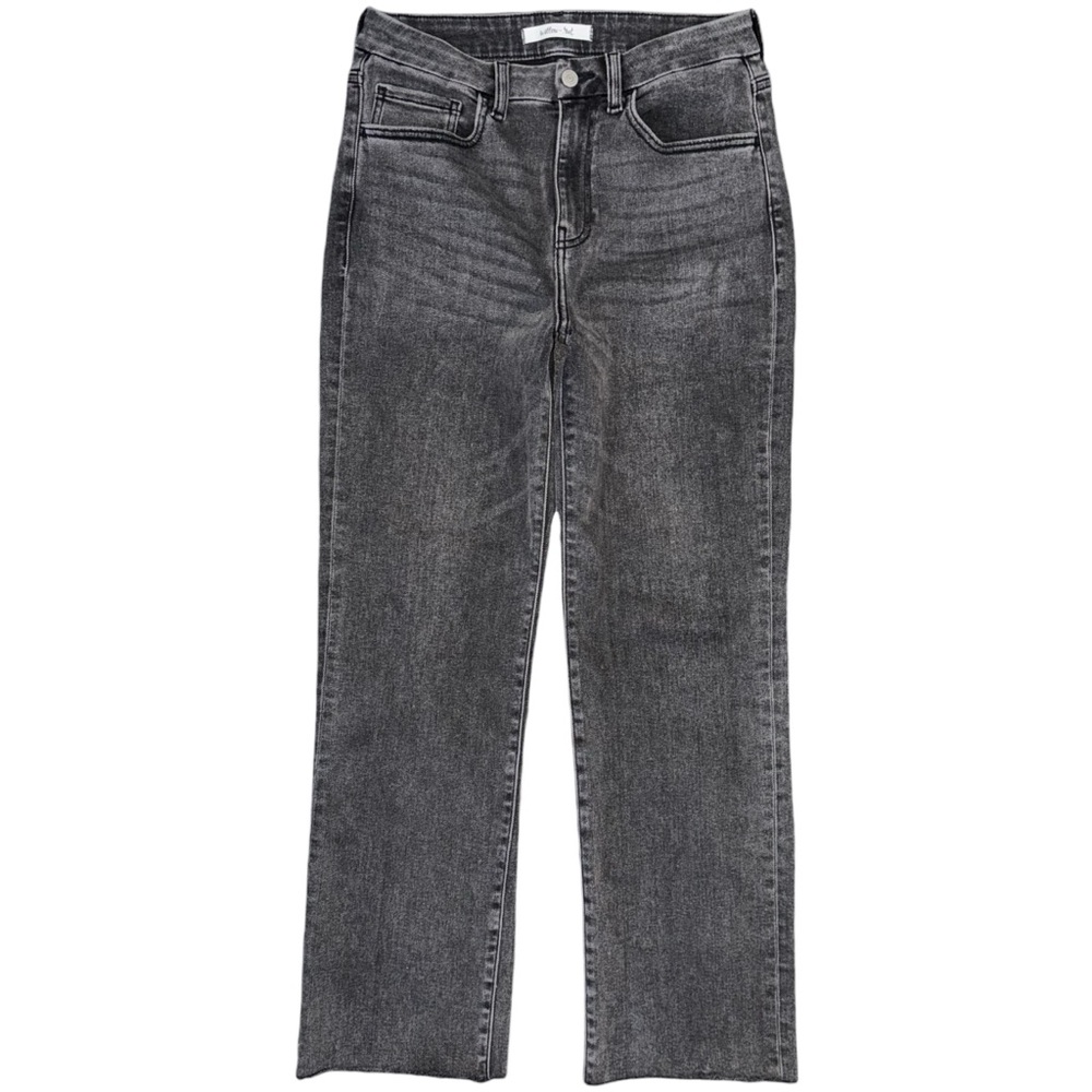 Willow & Root Rise Up Ultra High Rise Straight Leg Jeans Gray Evora Raw Hem 28